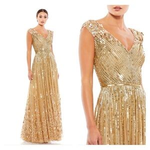 Mac Duggal 5223 SEQUIN FLORAL EMBELLISHED EVENING GOWN